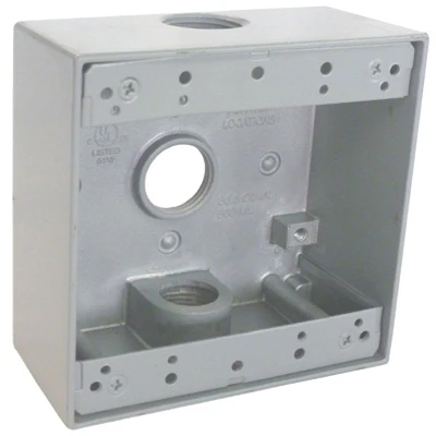 2 Gang Weatherproof Gray Electrical Outlet Box For Outdoor Use