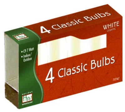 Christmas Lights Replacement Bulb, C9, White Ceramic, 4-pk.