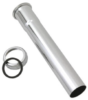 Lavatory Drain Extension Tube Chrome-plated Brass 1.25 Inch Outer Diameter Slip Joint By 8 Inch Length