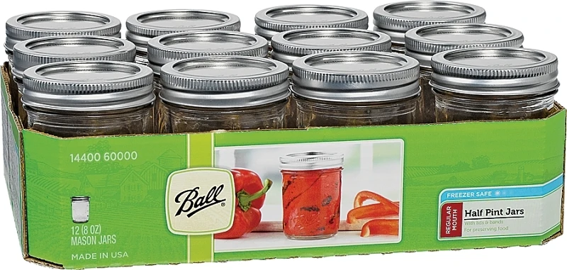 Mason Canning Jars With Lids, Regular Mouth, 8 Oz., 12-pk.