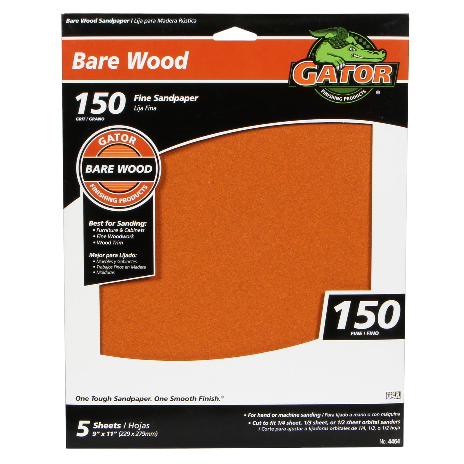 Sandpaper, Garnet Fine 150-grit, 9 X 11-in., 5-pk.