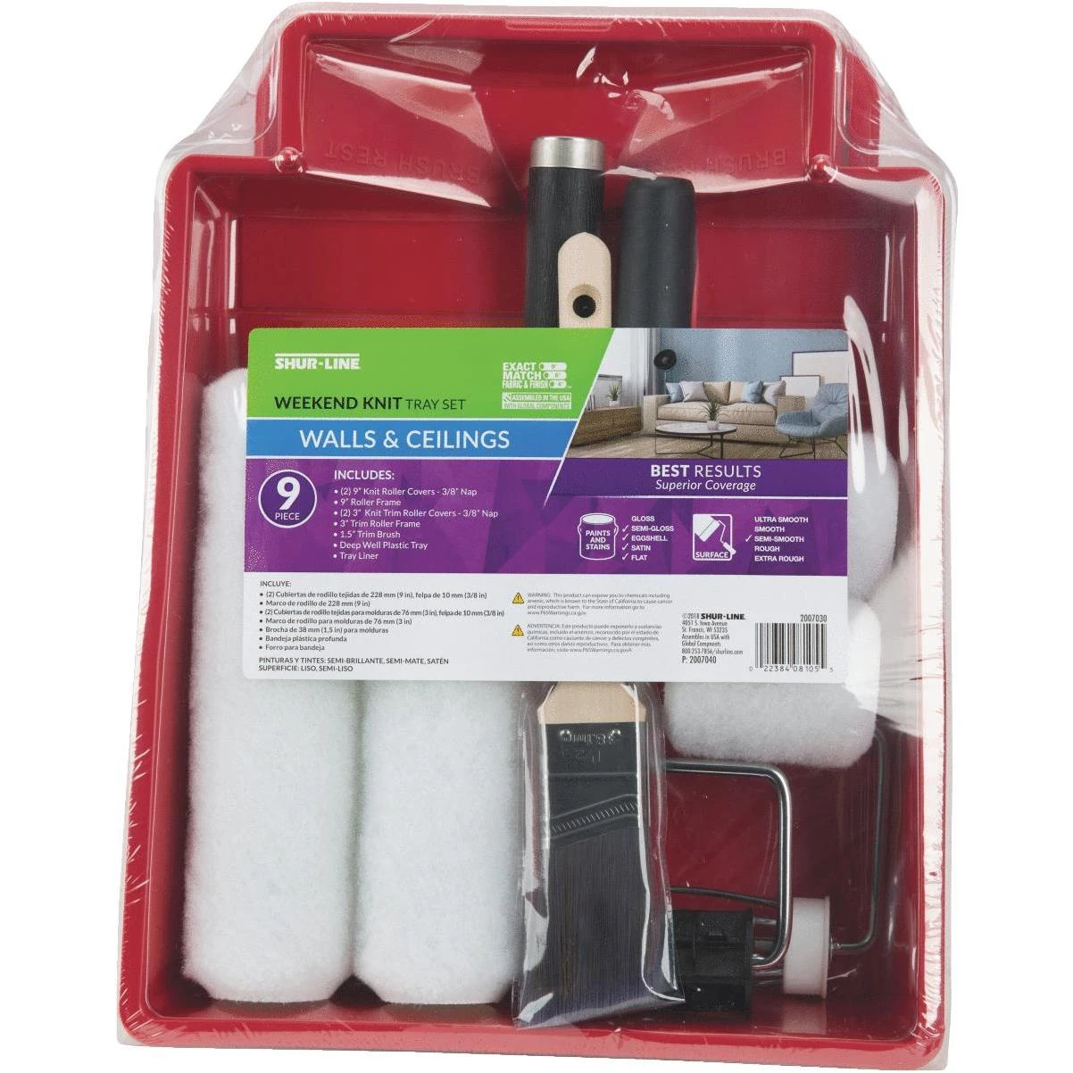 Premium 9-piece Paint Set With Brushes, Rollers, Tray, And Accessories