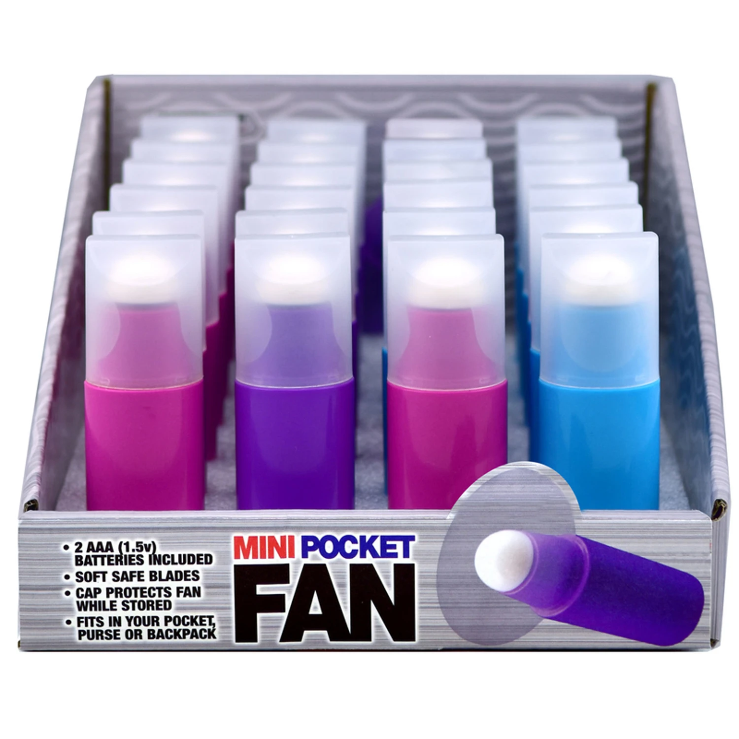 Mini Pocket Fan Battery Operated Portable Handheld Fan Assorted Colors