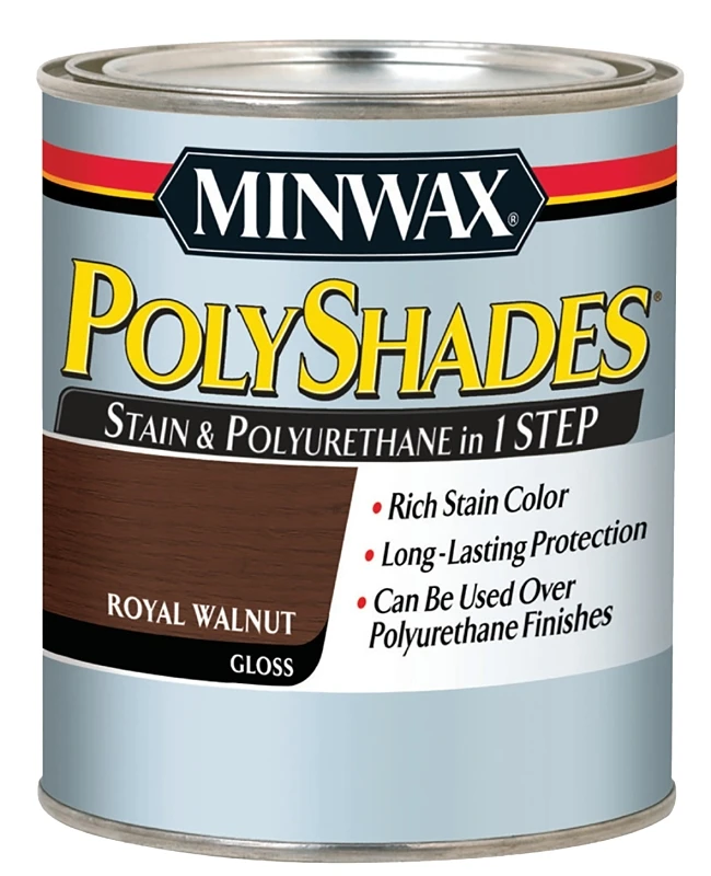 Gloss Royal Walnut Polyshades Wood Stain, Half Pint, Interior Wood Finish