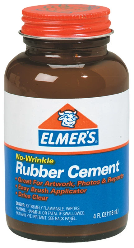 Rubber Cement Adhesive, 4 Ounce Bottle For Bonding Paper And Light Materials