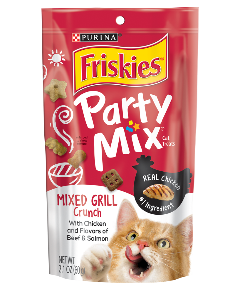 Cat Treats Mixed Grill Party Mix Flavor 2.1 Ounce Resealable Pouch