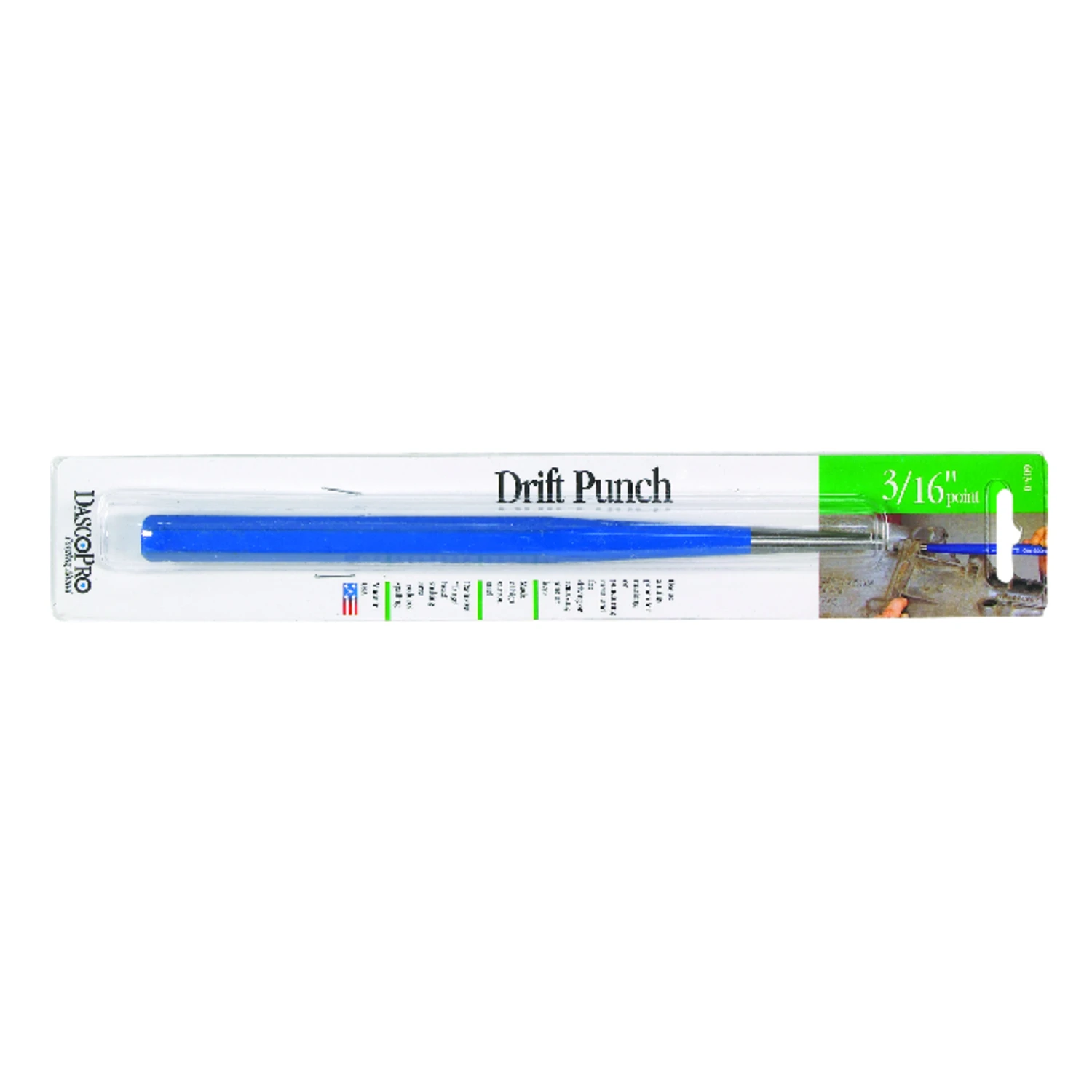 Drift Punch With 3/16-inch Point, 4 By 9-inch Overall Size
