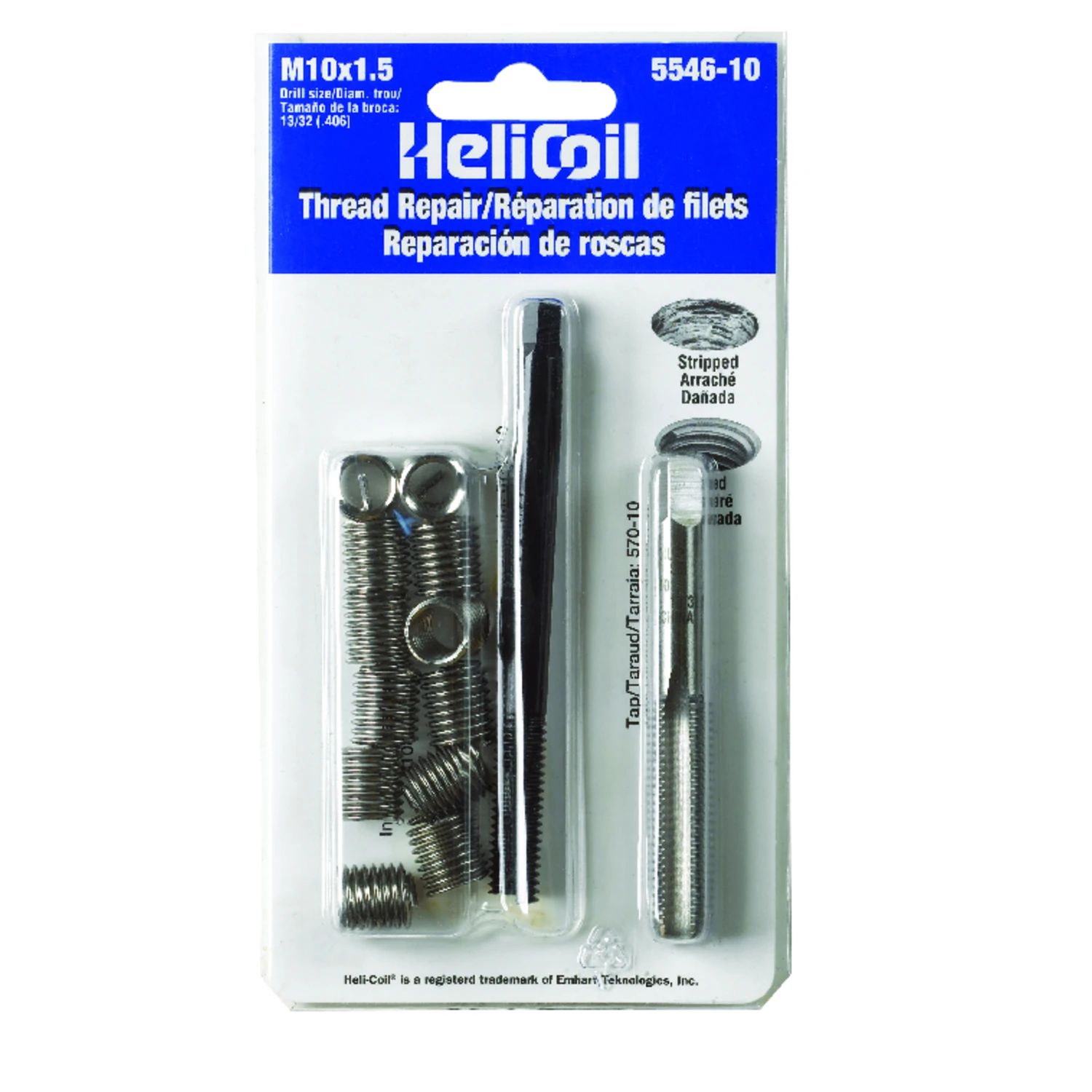 Thread Repair Kit For Metric Threads 10 Millimeter By 1.5 Pitch