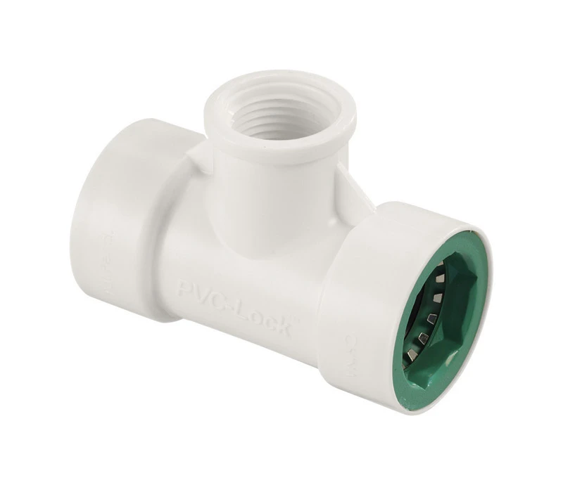 Underground Sprinkler Tee 3/4 Inch Pvc Lock By 3/4 Inch Pvc Lock By 1/2 Inch Female Pipe Thread