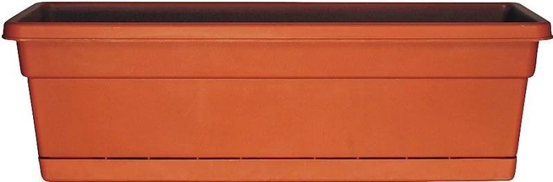 Window Box Planter With Tray, Terra Cotta Plastic, 24 In.