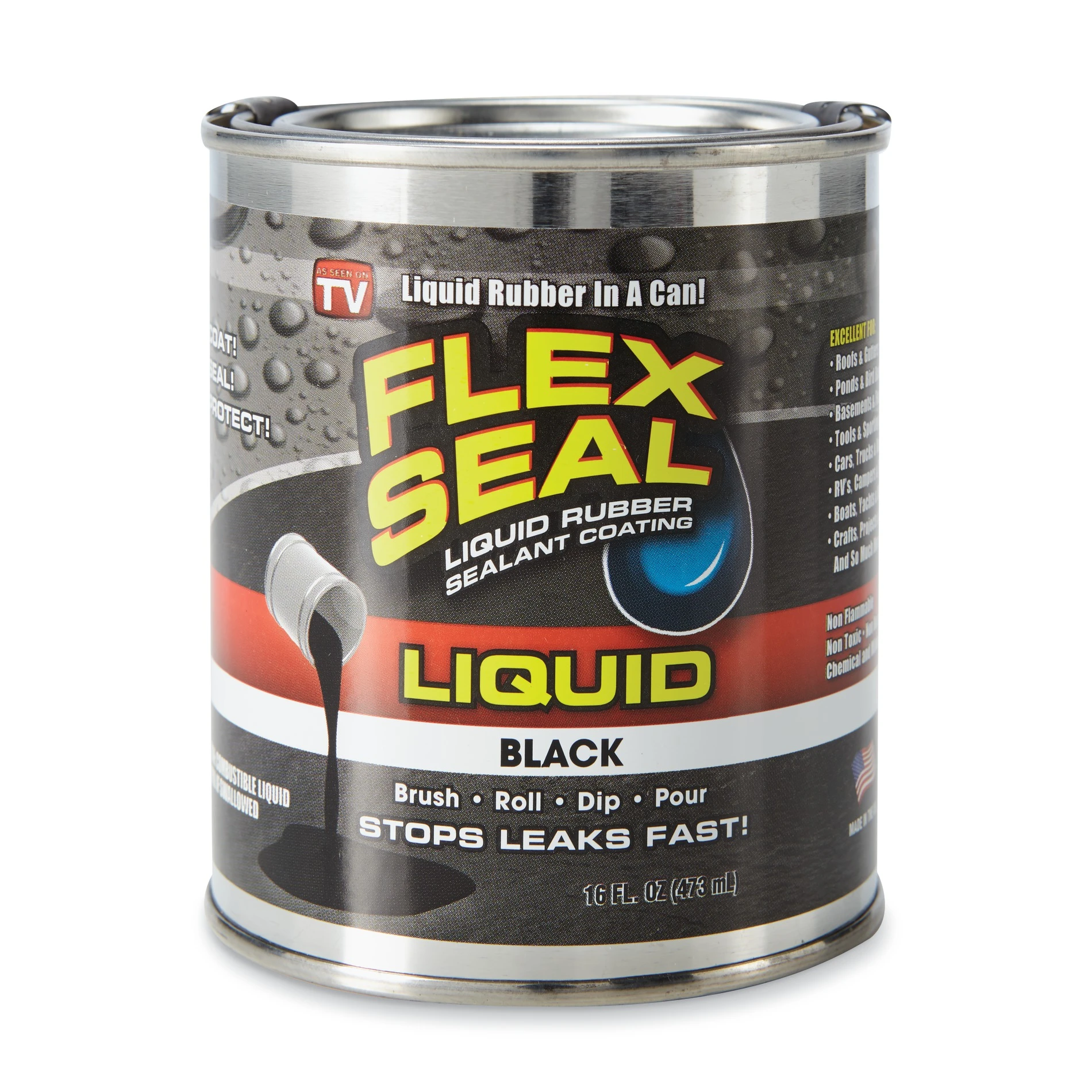 Liquid Rubber Sealant, Black, 1 Gallon Container, Waterproof Coating