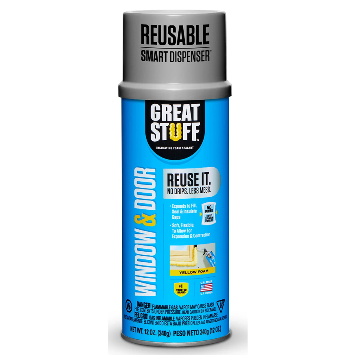 Window And Door Low Pressure Foam Sealant With Smart Dispenser, 12 Ounce Can