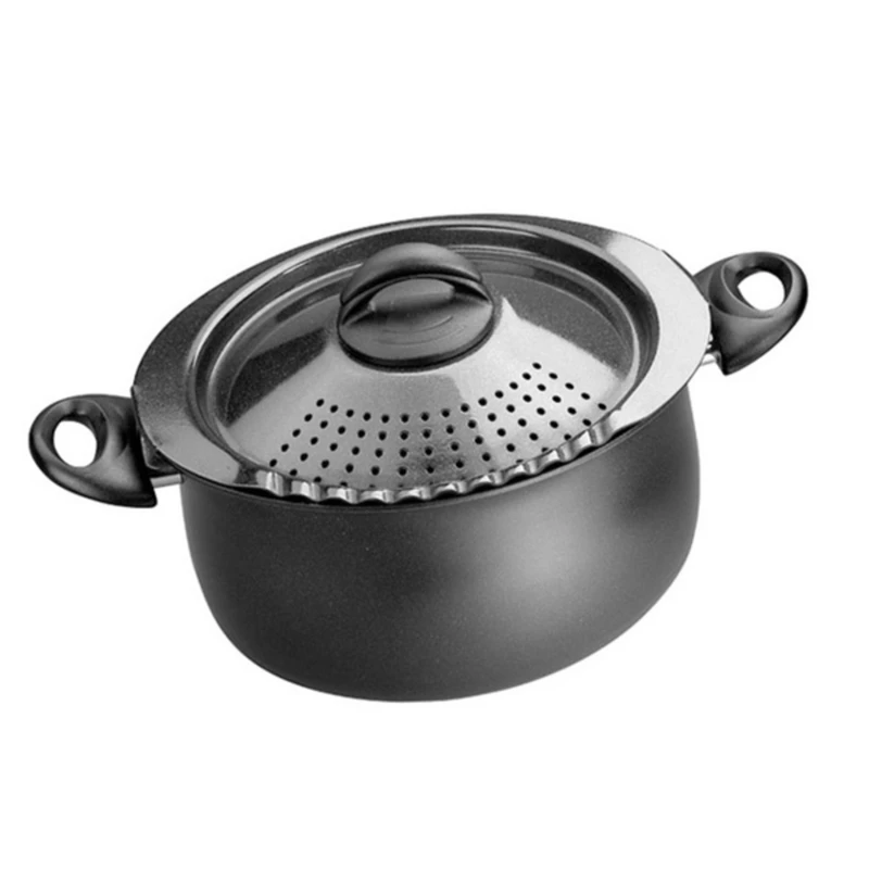 Black Oval Pasta Pot With 5 Quart Capacity