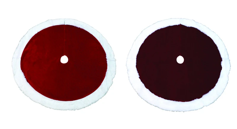 Christmas Tree Skirt, Plush Red & White, 48-in.