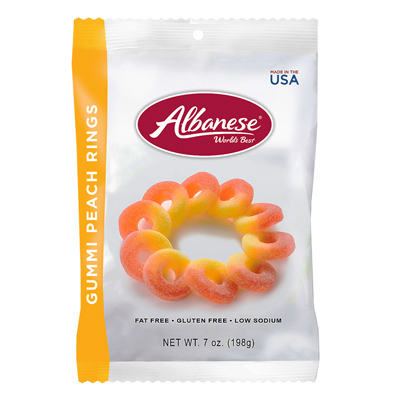 Gummi Rings, Peach, 7-oz.