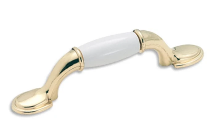 Allison 3 In. White And Bright Brass Cabinet Pull - Model Bp76245w3