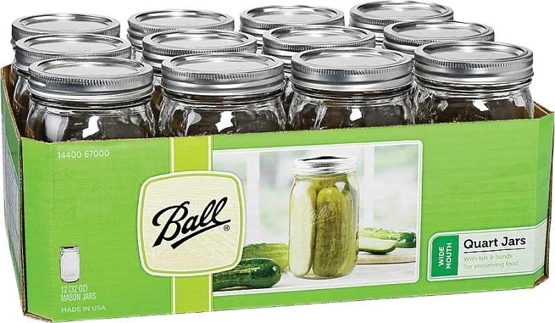 Mason Canning Jars With Lids, Wide-mouth, 32 Oz., 12-pk