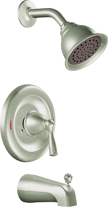 Banbury Tub And Shower Faucet Handle, Spout, And Showerhead In Brushed Nickel Finish