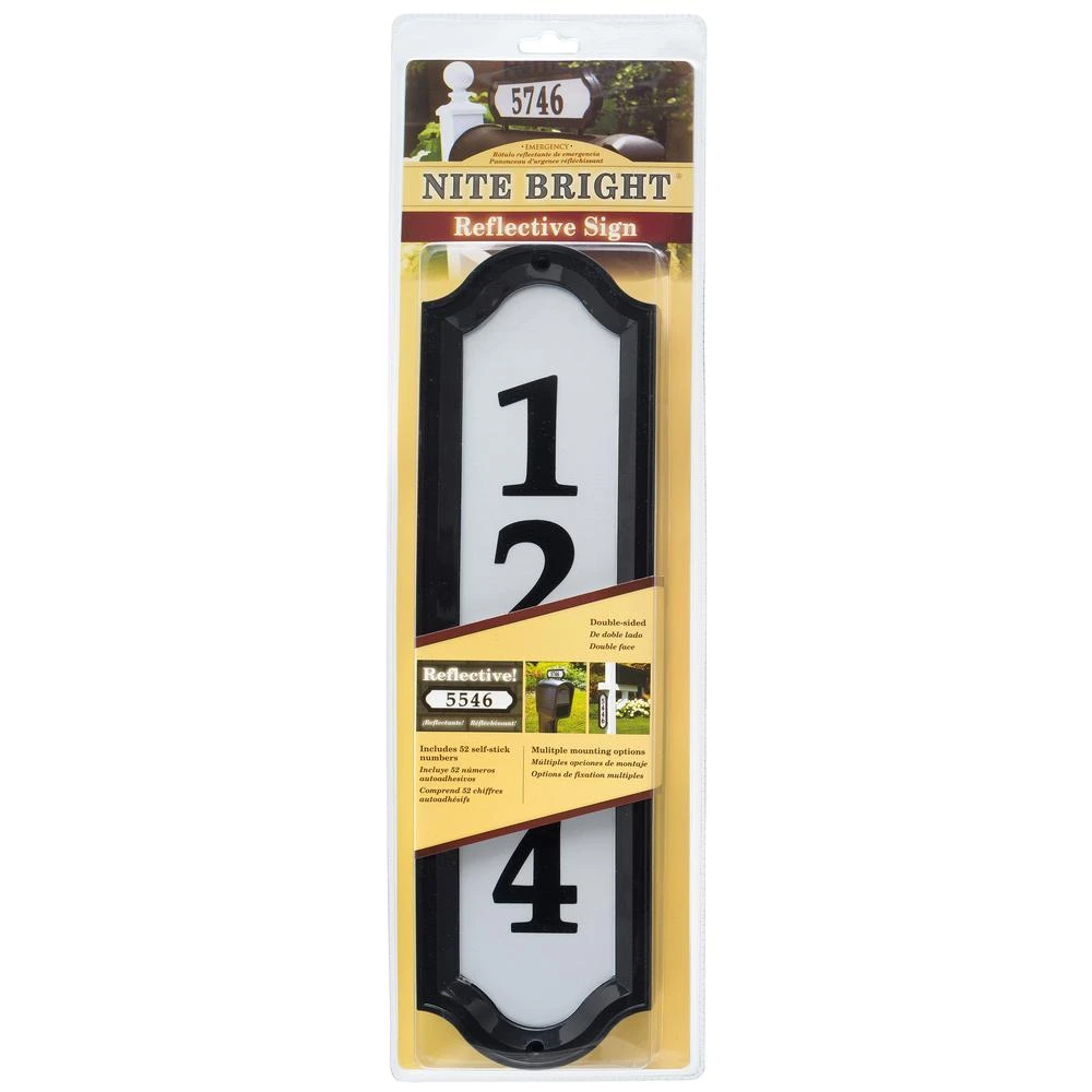 Nite Bright 16-in Reflective Black House Number Sign - Model 14137