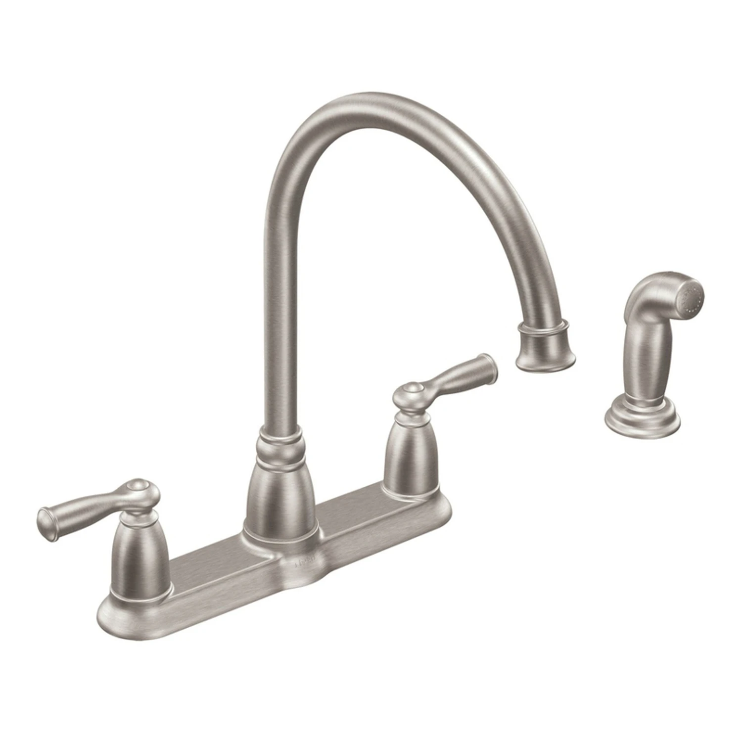Banbury Hi-arc Kitchen Faucet With Side Spray, Two Handles, Stainless Steel Finish