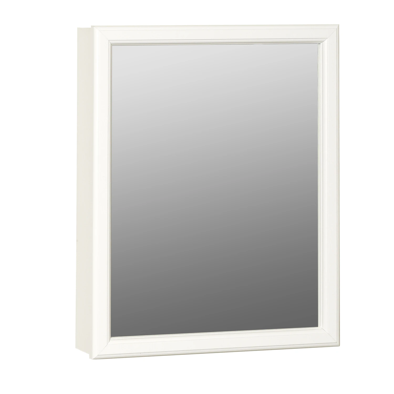 White Frame Medicine Cabinet With Mirror Door, 15.25 Inches By 19.25 Inches