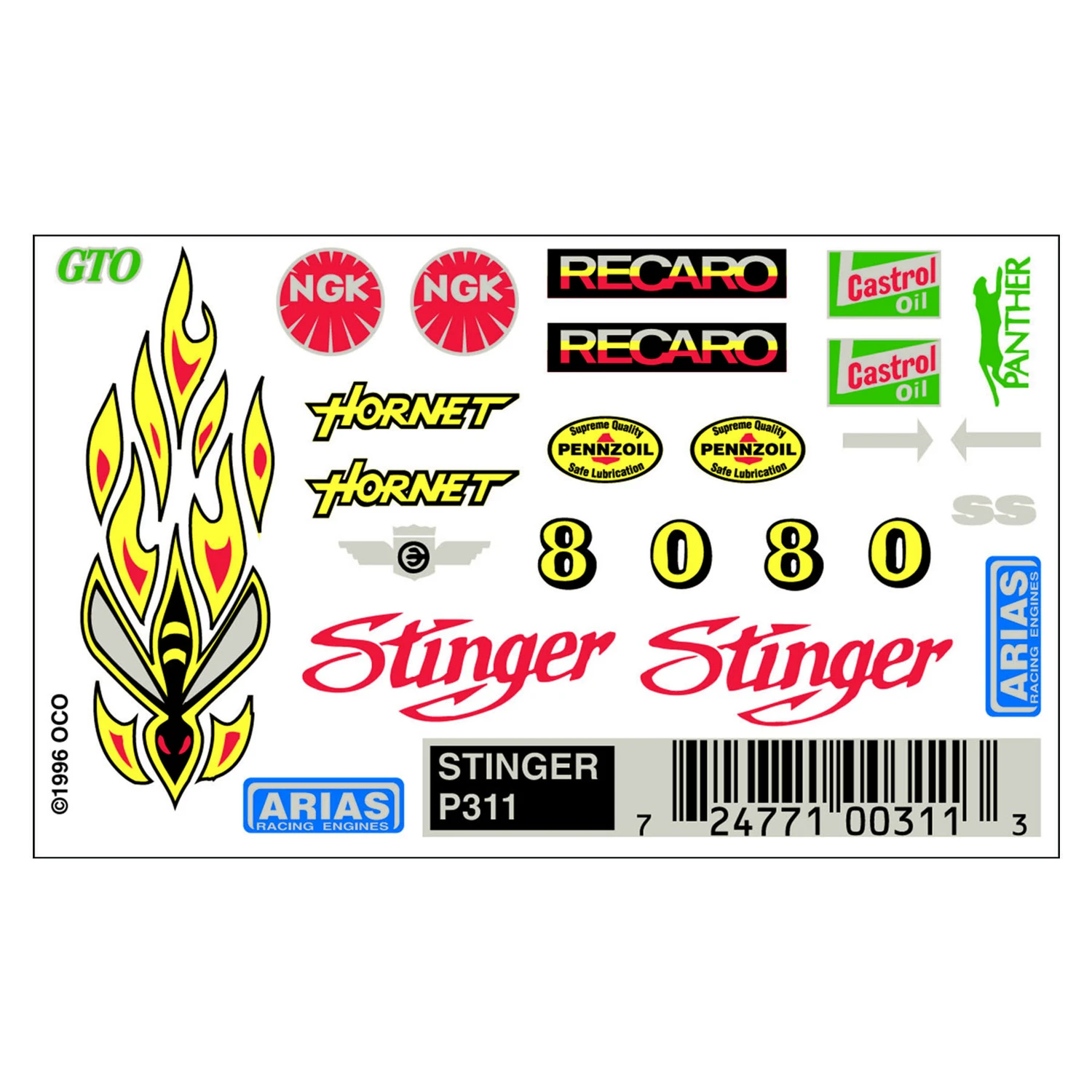 P311 Stinger Dry Transfer Decals For Derby Racers - Multicolored Graphics