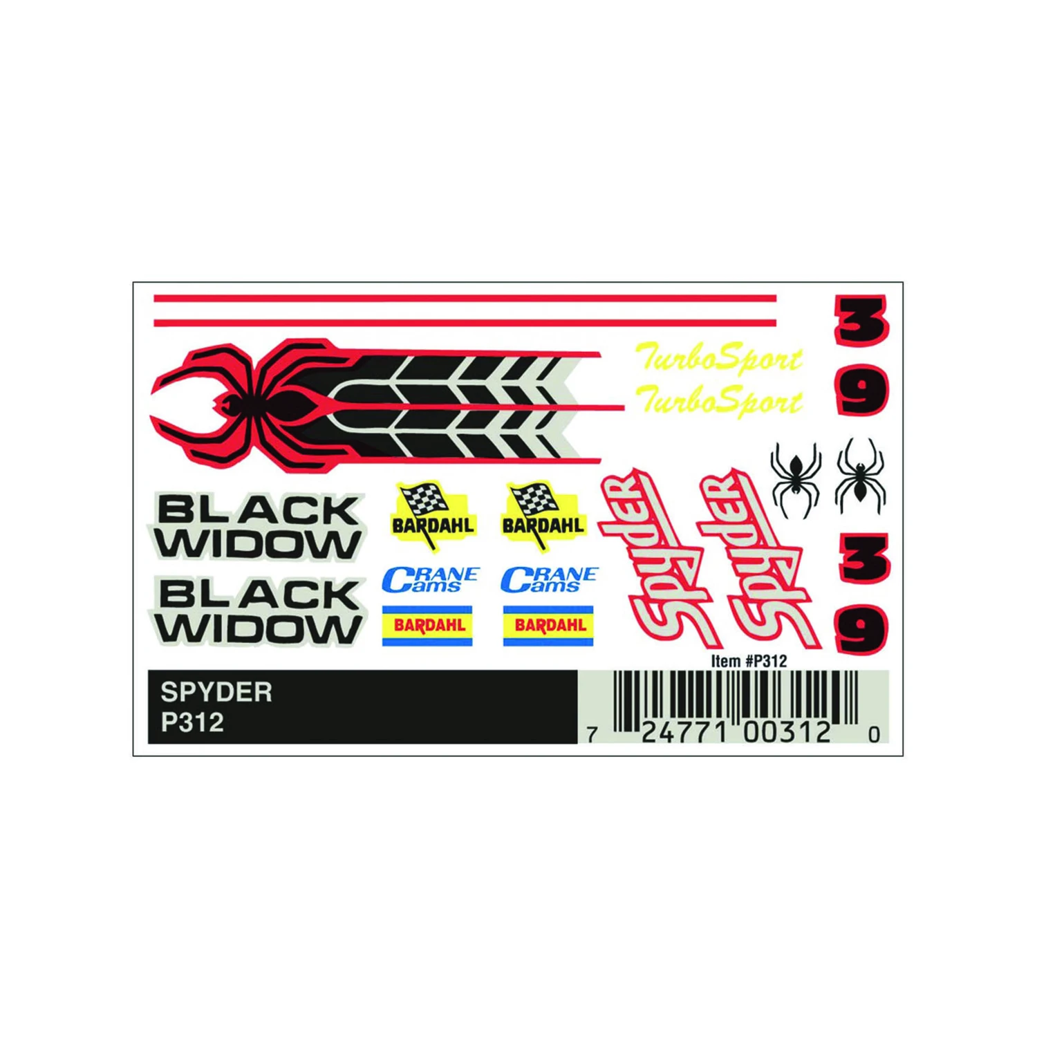 312 Dry Transfer Decal Spyder - Multicolored Customization Graphics