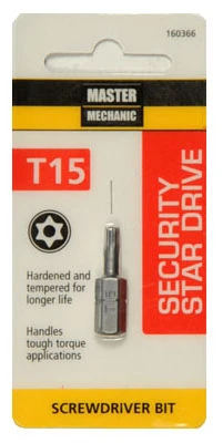 Torx Security Bit T15 Size 1 Inch Length For Secure Fastening