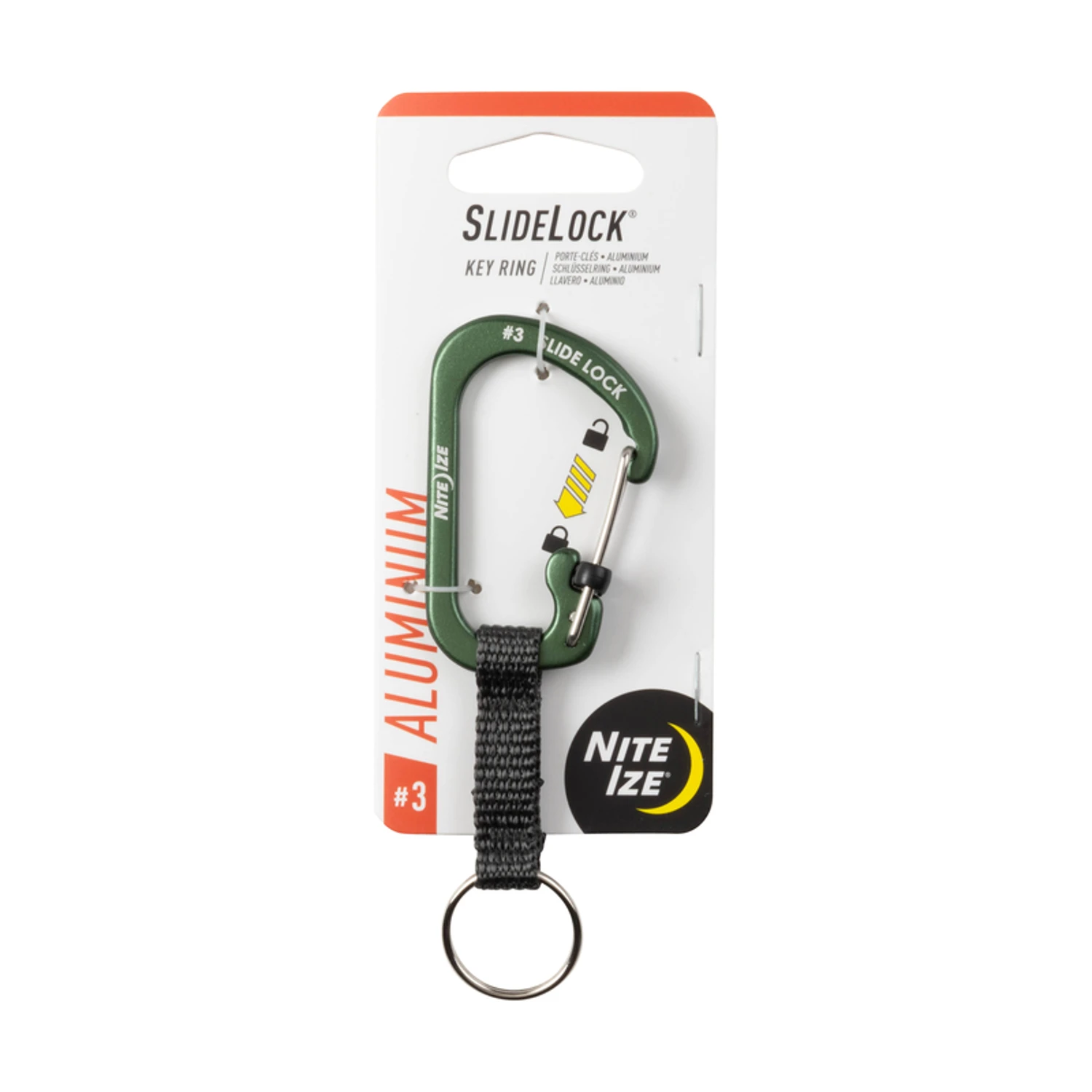 Slidelock Aluminum Key Ring In Olive Green Finish