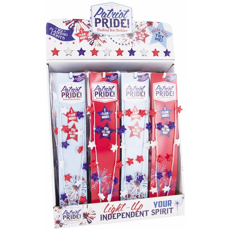 Dm Merchandising Patriotic Pride Flashing Stars Necklace Plastic 1 Pk