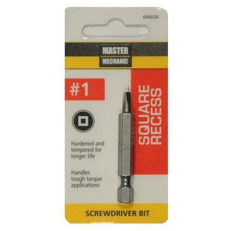 #1 Square Recessed Screwdriver Bit, 2 In.