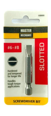 #6-8 Slotted Screwdriver Bit, 2 In.