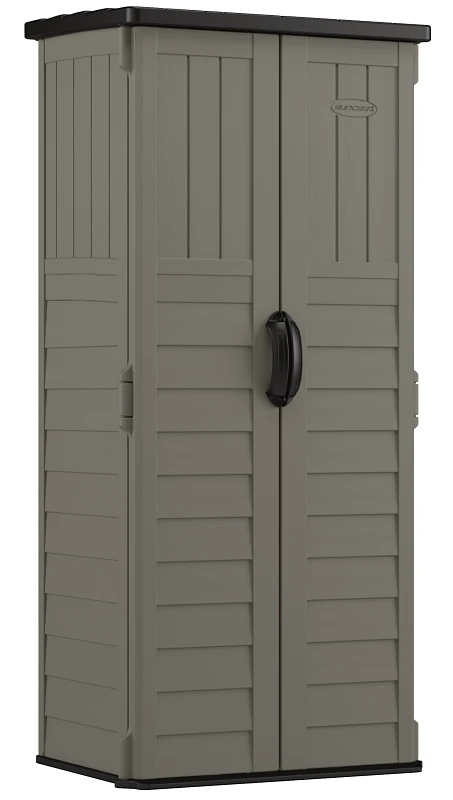 Vertical Outdoor Storage Shed Gray 22 Cubic Feet Capacity Durable Weather Resistant