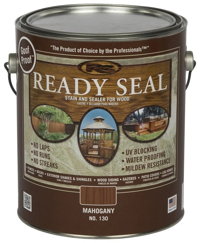 Exterior Wood Stain And Sealer, Flat Finish, Mahogany Color, 1 Gallon