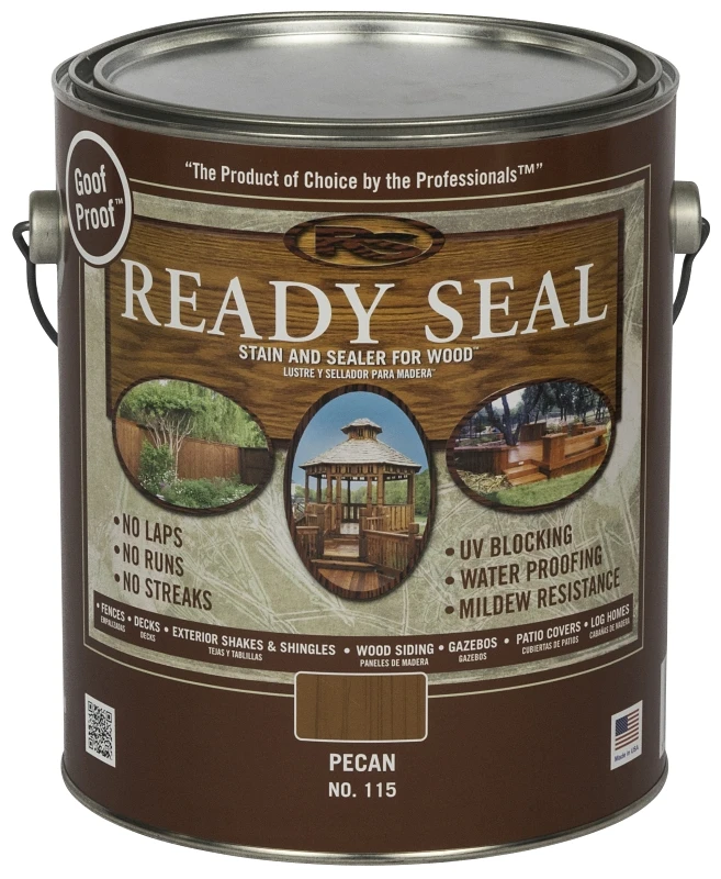 Exterior Wood Stain And Sealer, Flat Finish, Pecan Color, 1 Gallon