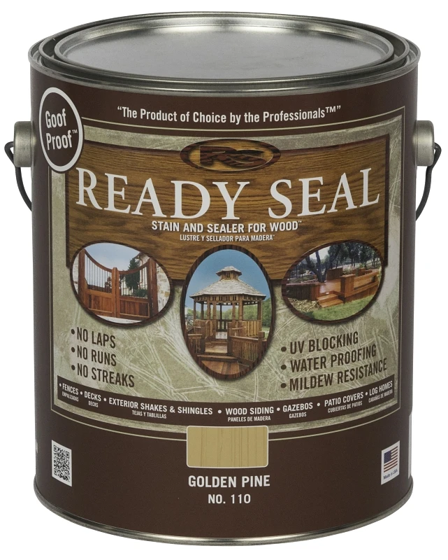 Exterior Wood Stain And Sealer, Flat Finish, Golden Pine Color, 1 Gallon