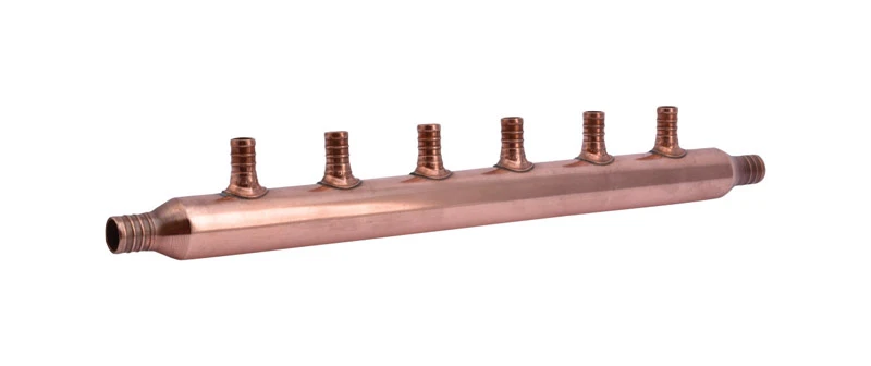 Open Manifold With Six Ports, Three Quarter Inch By Three Quarter Inch Copper Barb Connections