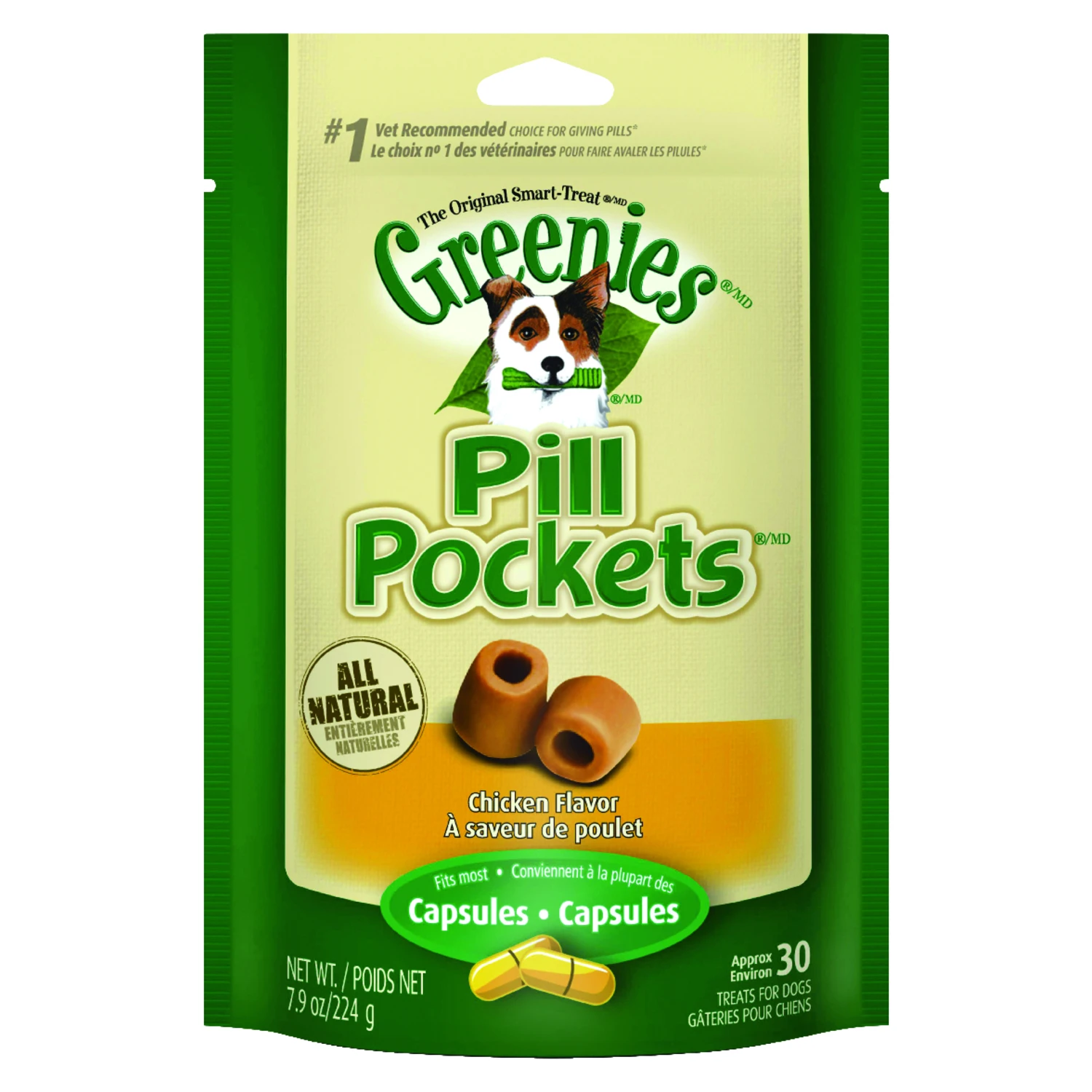 Pill Pockets Dog Treats, Chicken Flavor, Large Dog, 7.9 Oz.