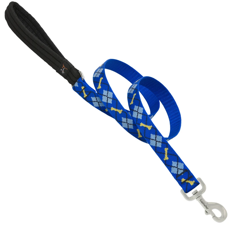 Dog Leash With Dapper Dog Pattern, 1 Inch Wide By 6 Feet Long