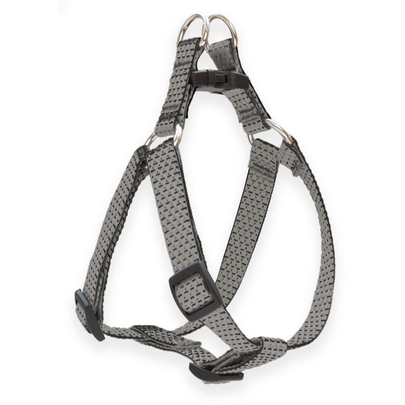 Eco Friendly Dog Harness With 6 Foot Leash, Granite Color, 0.75 Inch Width, Adjustable 15 To 21 Inch