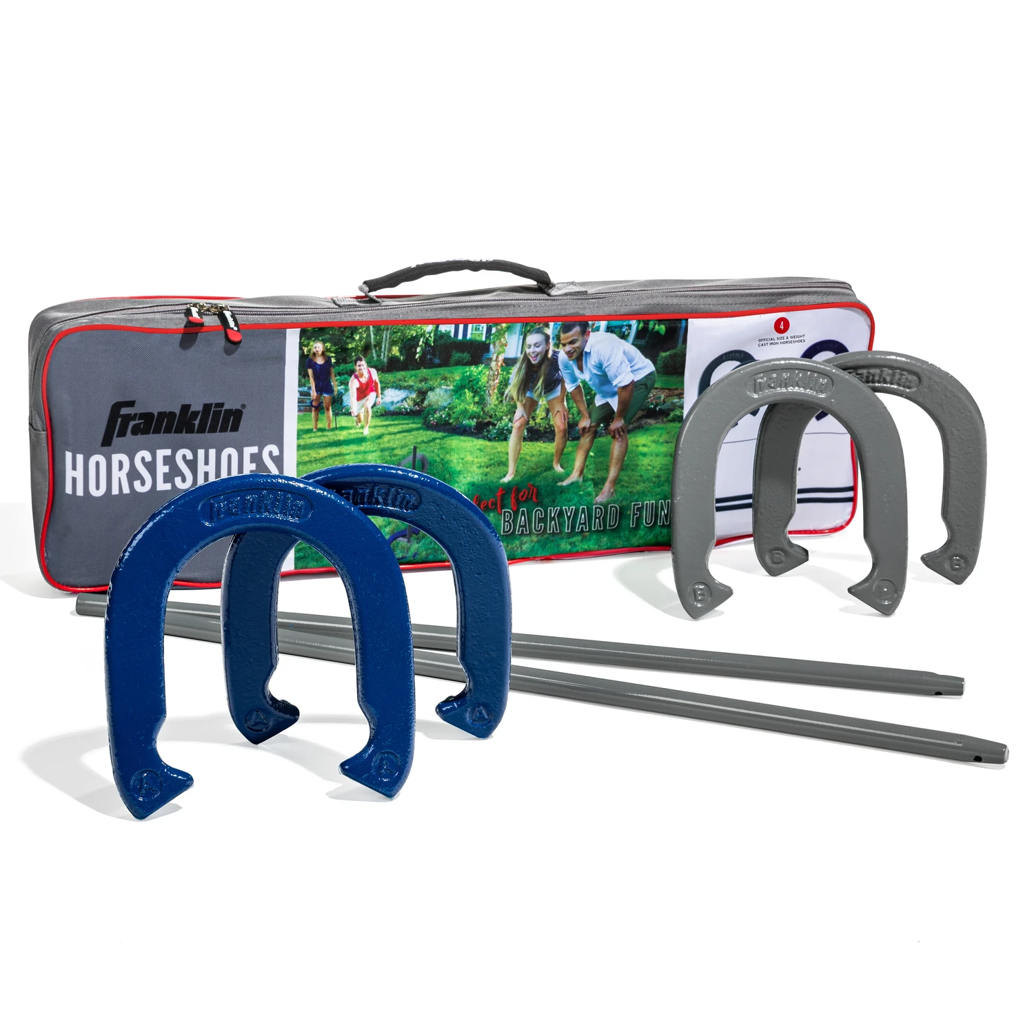 Family Horseshoes Set With Four Horseshoes And Two Stakes For Outdoor Play