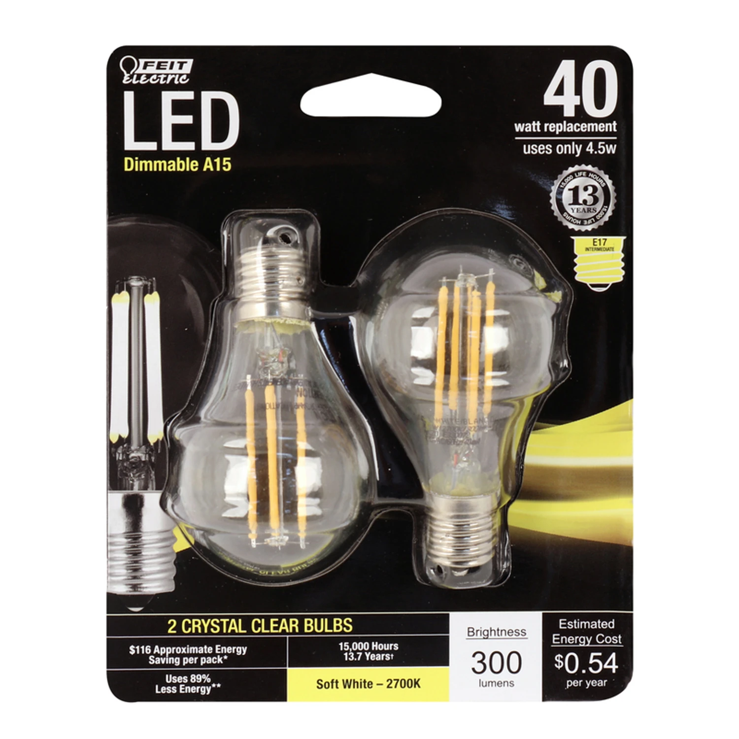 Led Ceiling Fan Light Bulbs, Intermediate Base, Soft White, 300 Lumens, 4.5-watts, 2-pk.