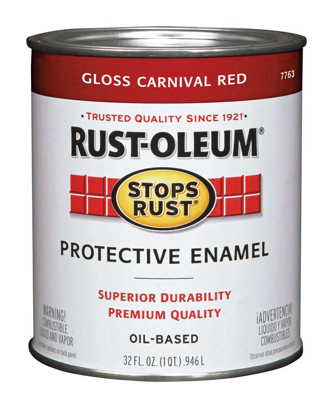 Stops Rust Oil Based Gloss Protective Enamel, Carnival Red, 1 Quart