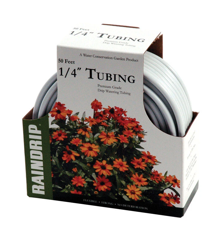 White Polyethylene Water Supply Tubing, 0.25 Inch Diameter By 50 Feet Length