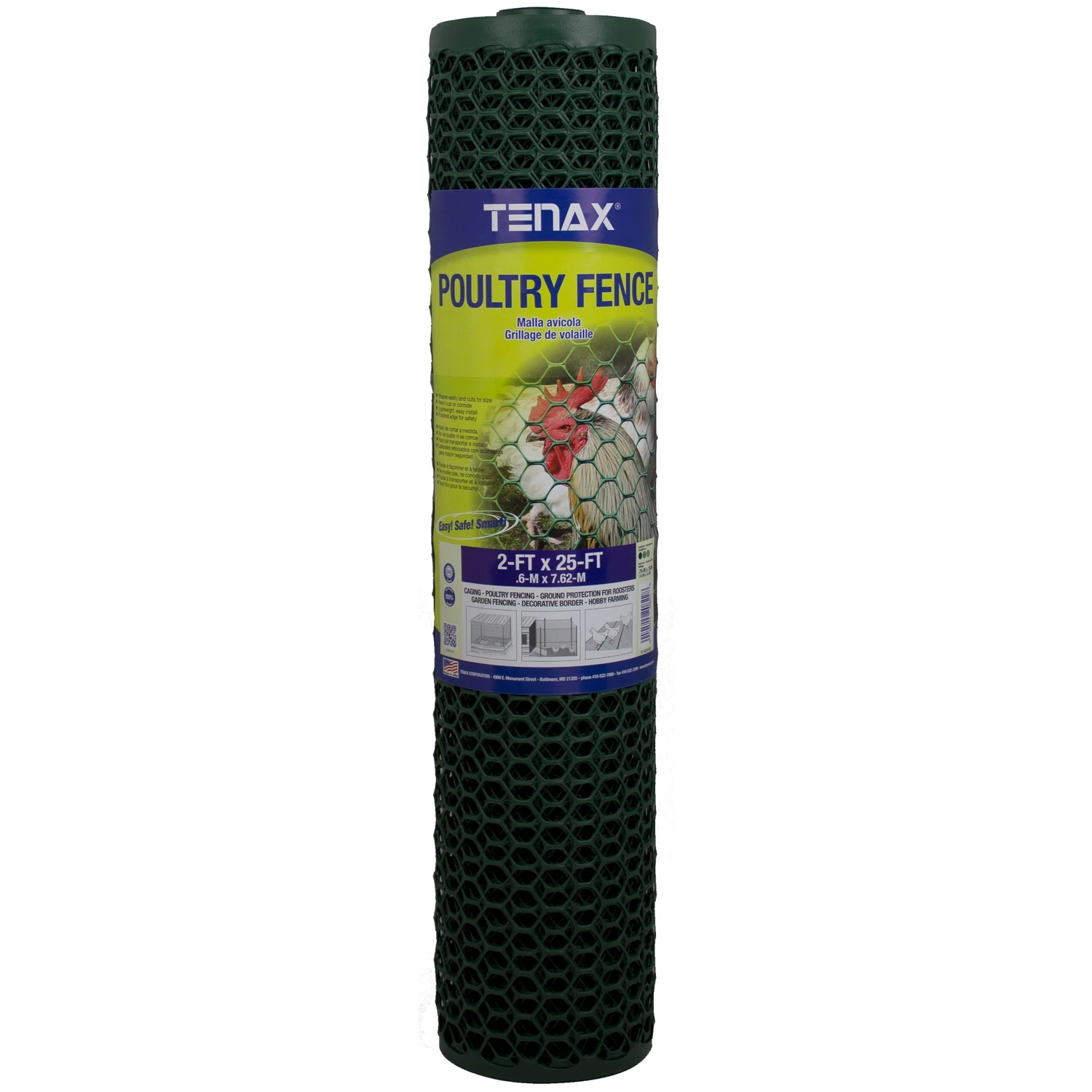 2 Ft. H X 25 Ft. L Hexagonal Plastic Poultry Netting Fence, Green