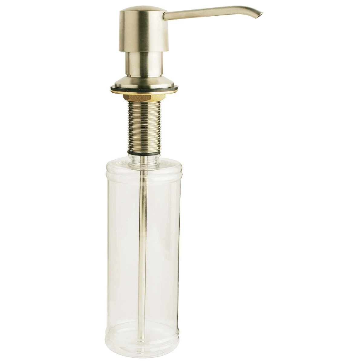 Brushed Nickel Clear Body Soap Dispenser - Model 439038 - Premium Brass Construction
