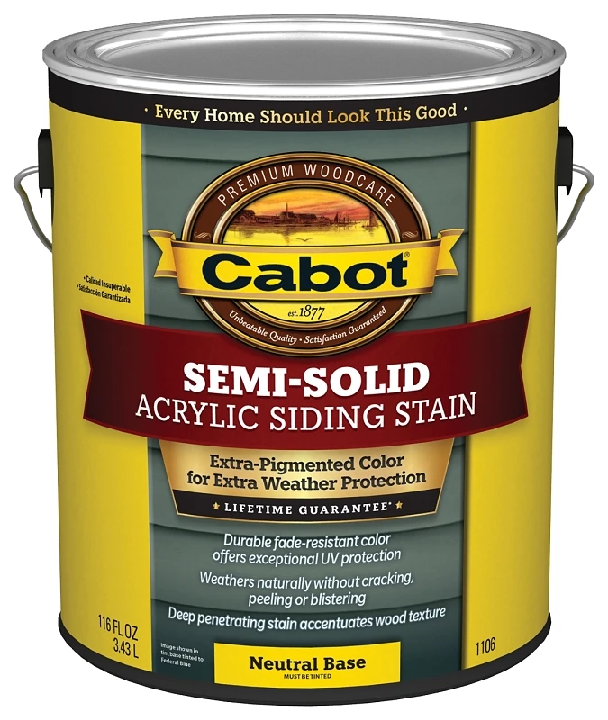 Semi Solid Water Based Exterior Siding Stain Neutral Tint Base 1 Gallon