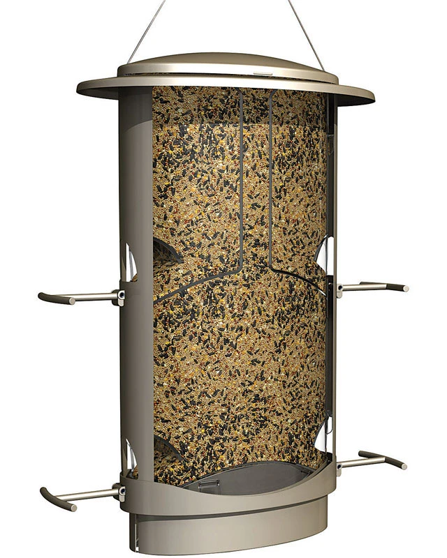 Squirrel-proof Bird Feeder With Satin Nickel Finish And 4.2 Pound Seed Capacity