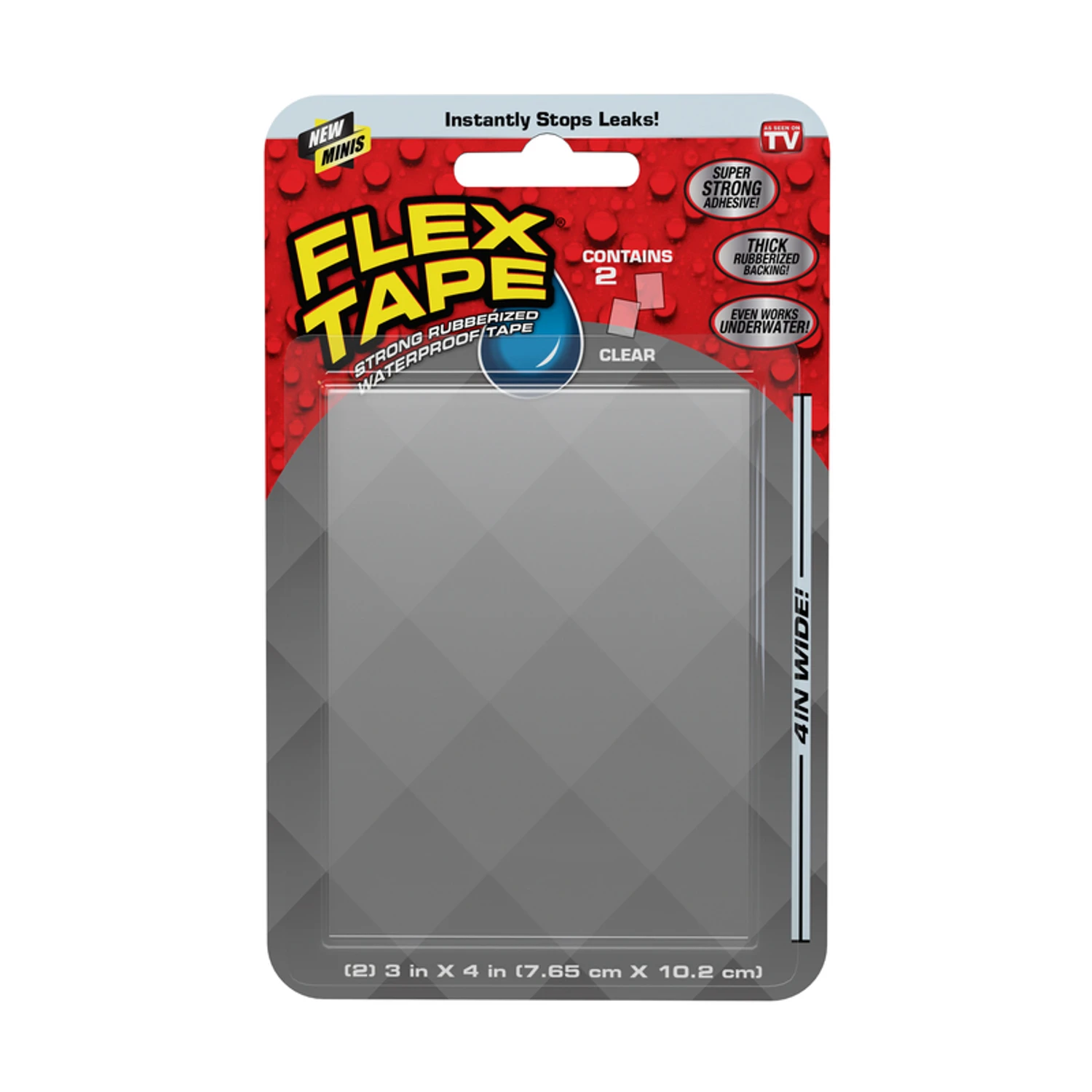 Flex Tape Clear Mini Waterproof Tape Patches, 3 X 4-in., 2-pack