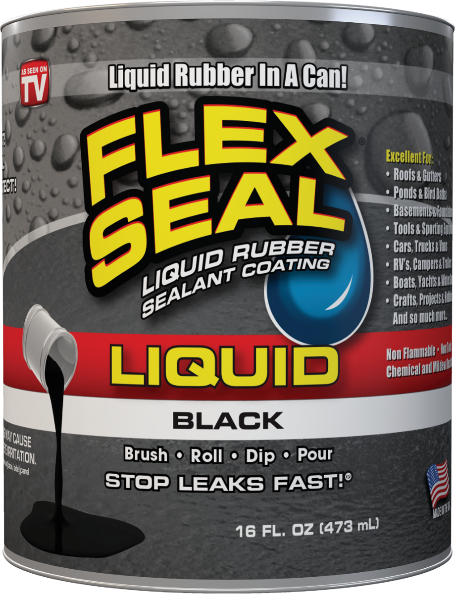 Liquid Rubber Sealant, Black, 16 Ounce Bottle, Waterproof Coating